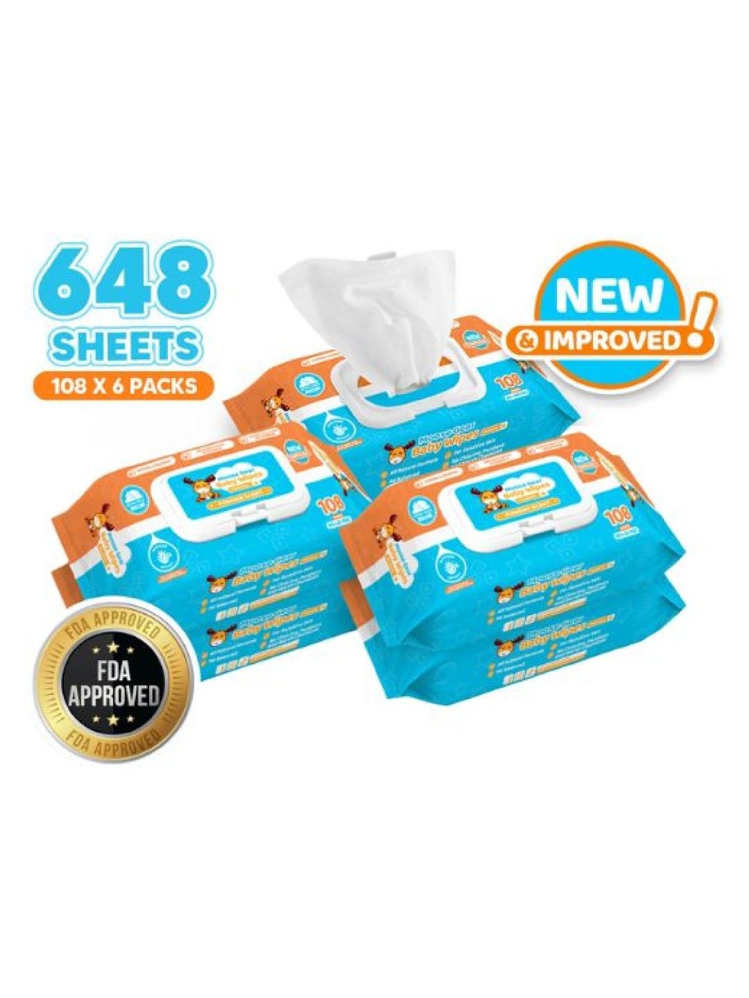 Moose Gear Baby Baby Wipes Powder Scent (108s x 6 edamama